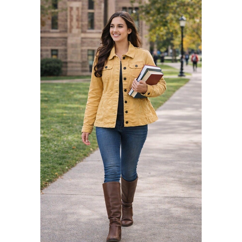 CJ Banks 1X Denim Like Jacket Cotton Blend‎ Stretch Classic Cozy Layer Plus